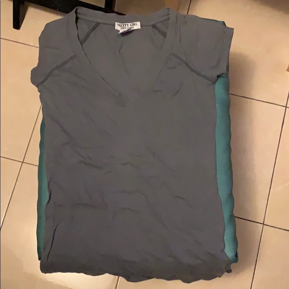 FREE- Pretty girl grey v neck cotton shirt